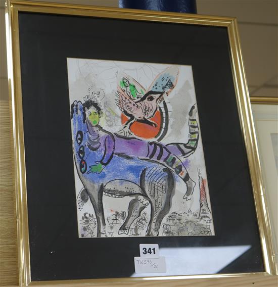 Marc Chagall, coloured lithograph, The Blue Cow, 1967, 30 x 22.5cm